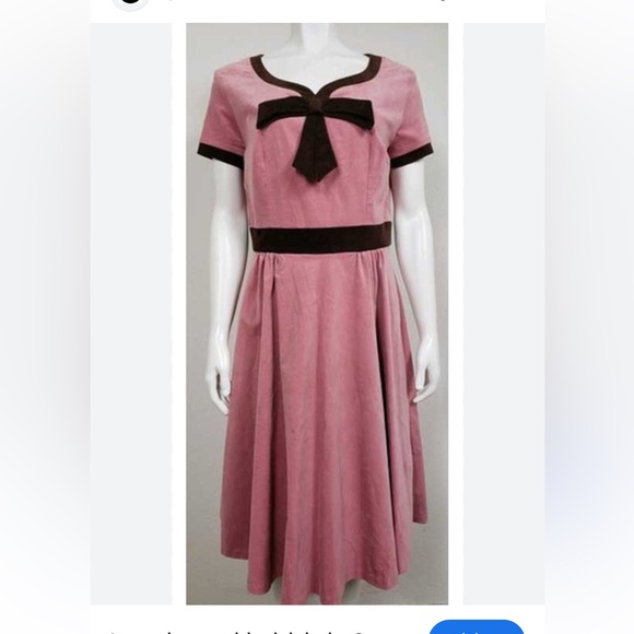 Vintage Laura Byrnes Irene Rockabilly Pinup Retro Velvet Midi Dress Pink Large - Picture 3 of 16